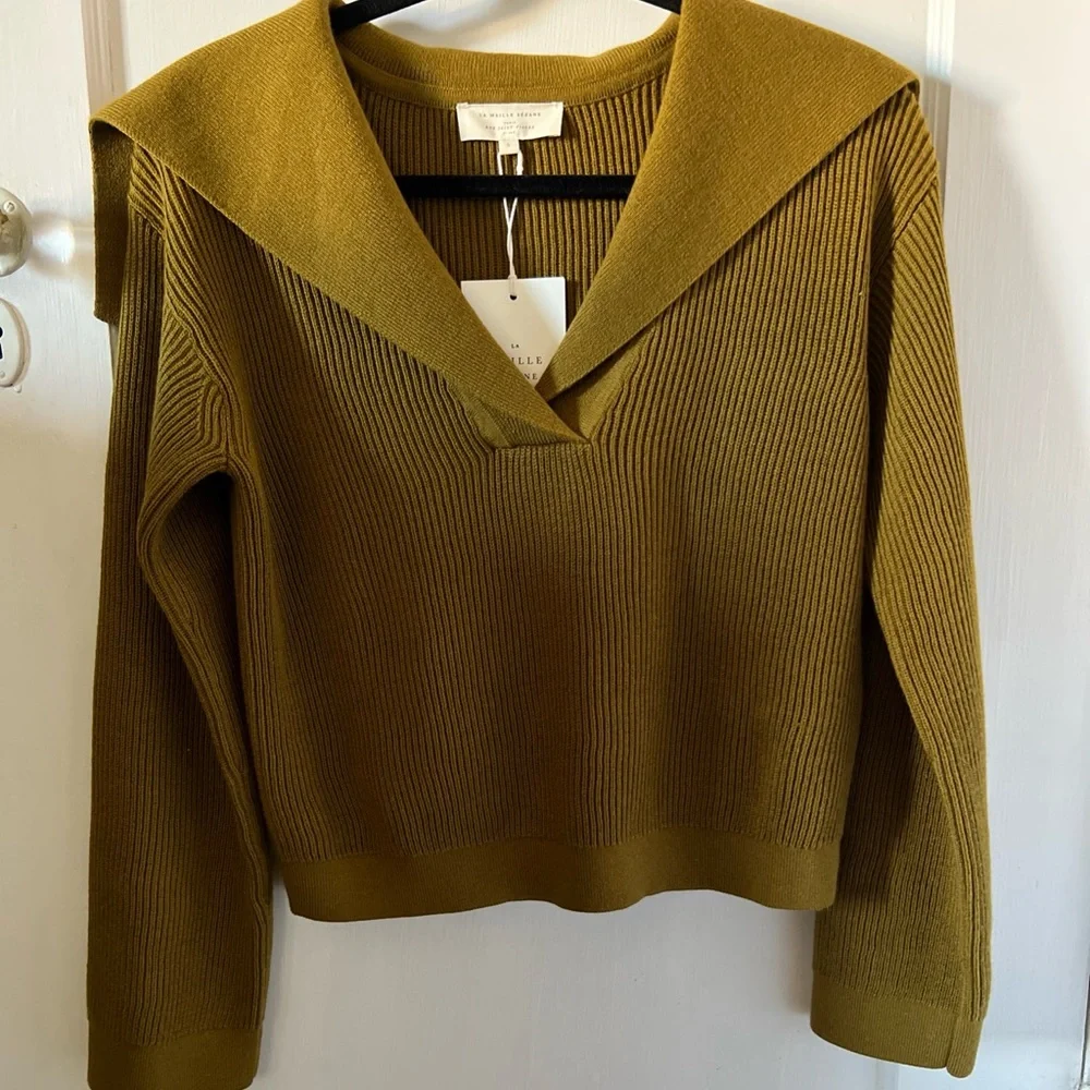 Sézane Claudio sweater, olive green, S - Picture 2 of 7